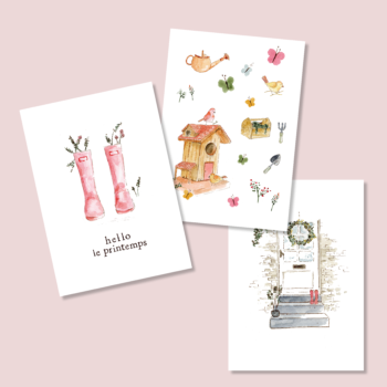 Lot de trois cartes – Le jardin