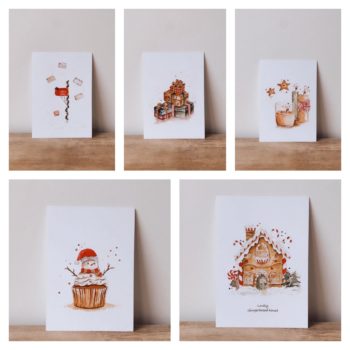 Lot de 5 cartes de Noël – Lovely Gingerbread