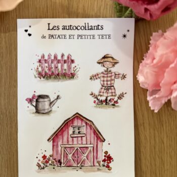 Planche d&rsquo;autocollants – Ferme rose