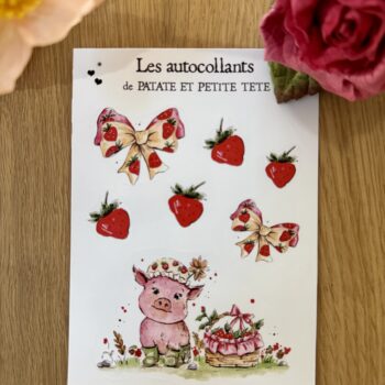 Planche d&rsquo;autocollants – Pink Strawberry